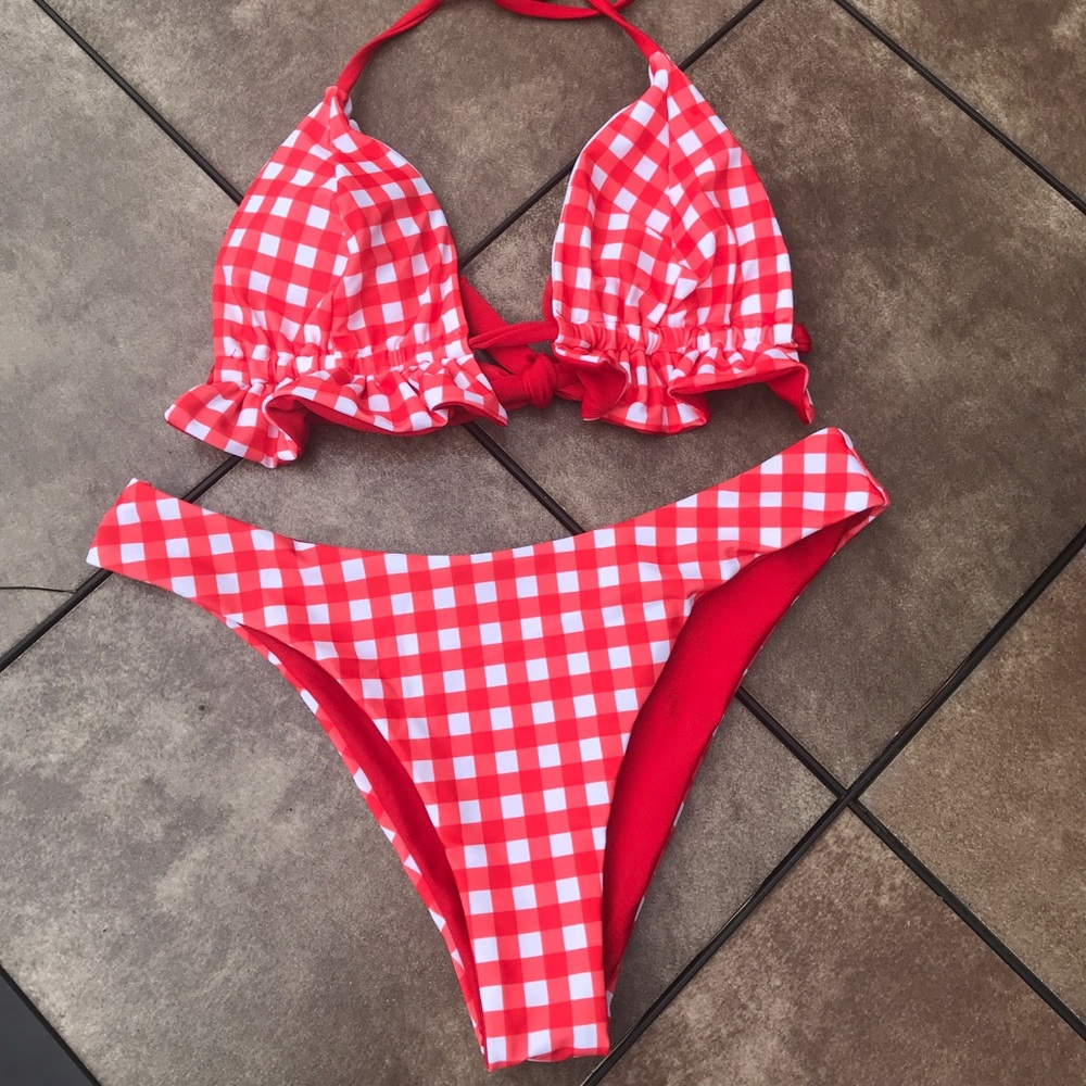 Red gingham bikini